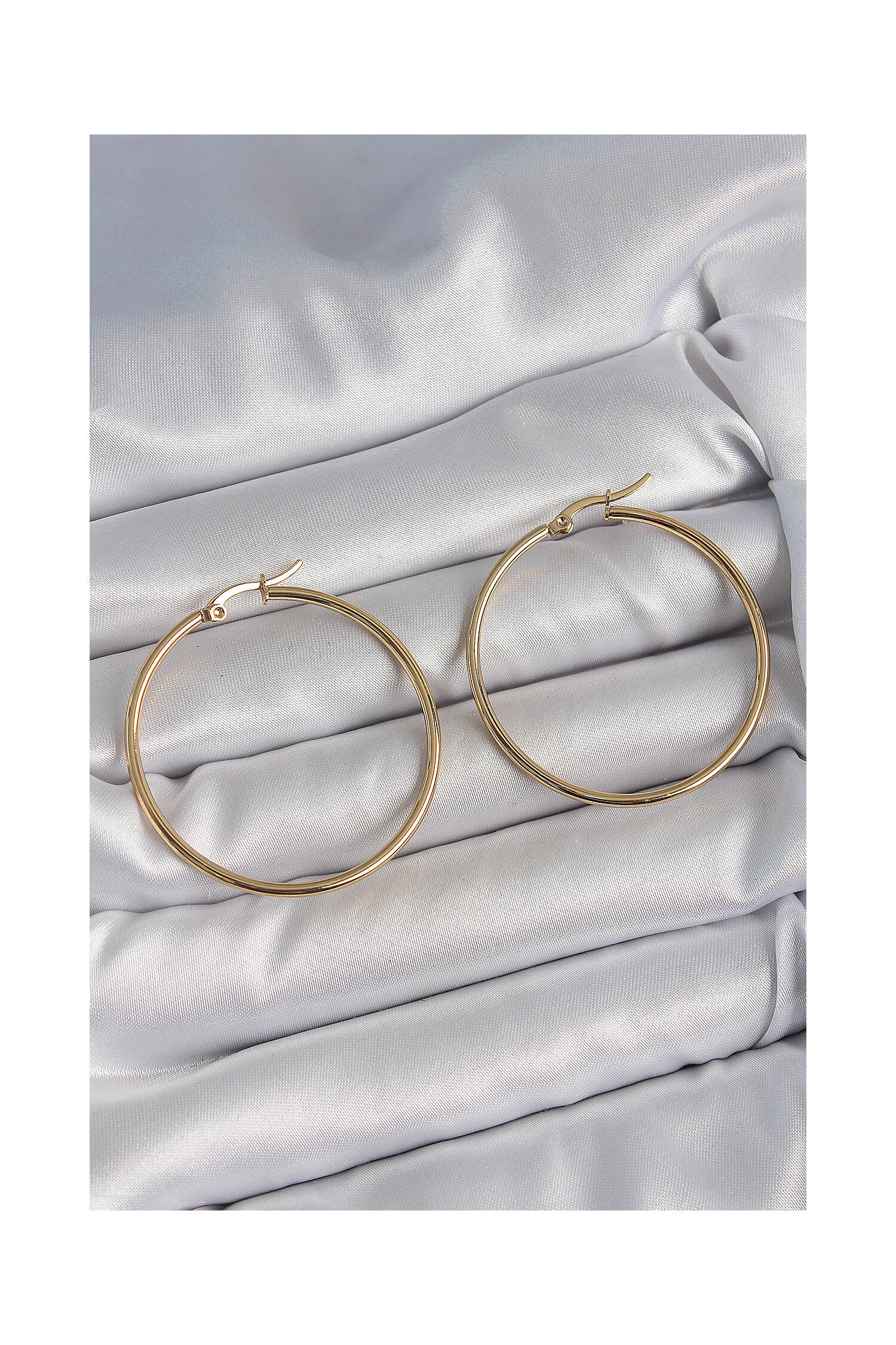 316 Steel Gold Color 43 Mm Ring Model Women Earrings - Brand: Ebijuteri - Women's Clothing Wholesale - Globality Store