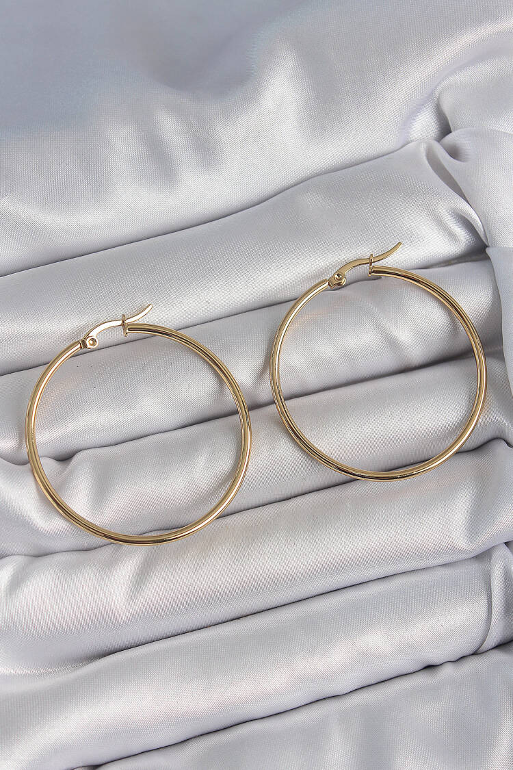 316 Steel Gold Color 43 Mm Ring Model Women Earrings - Brand: Ebijuteri - Women's Clothing Wholesale - Globality Store