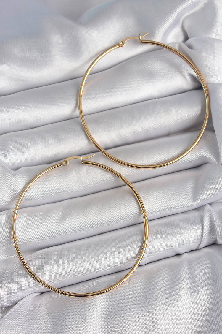 316 Steel Gold Color 63 Mm Ring Model Women Earrings - Brand: Ebijuteri - Women's Clothing Wholesale - Globality Store