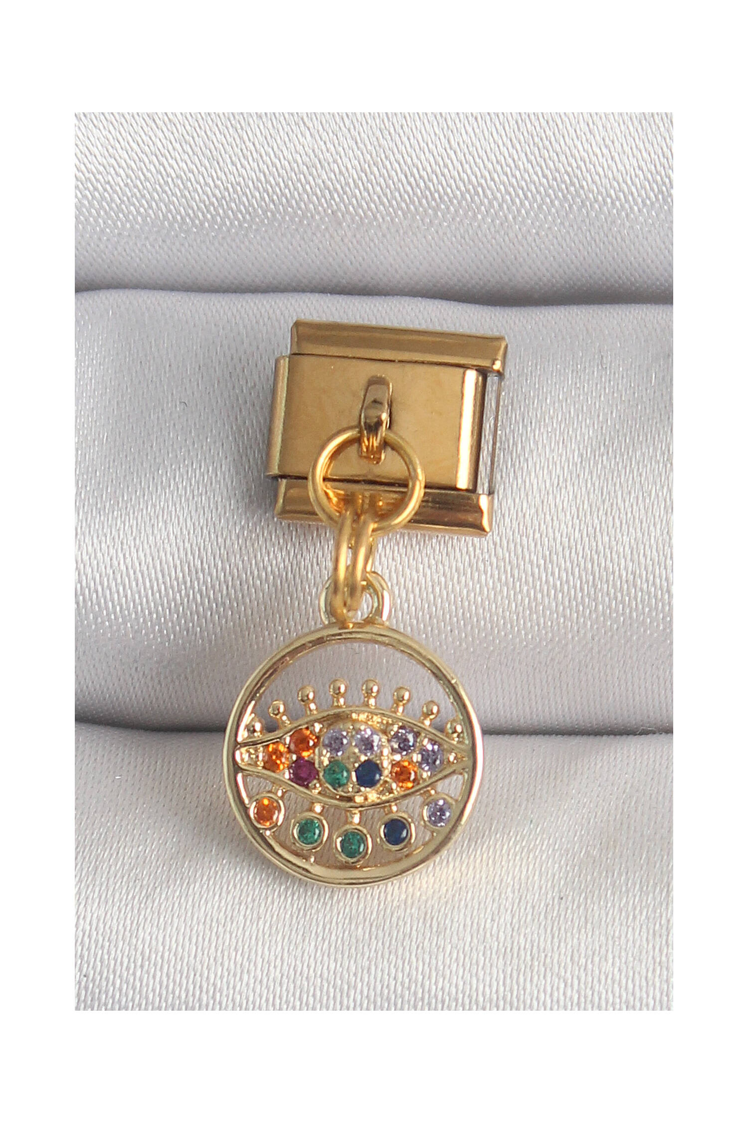 316l Steel Gold Color Rocking Colorful Zircon Stone Eye Model Nomination Charm - Brand: Ebijuteri - Women's Clothing Wholesale - Globality Store