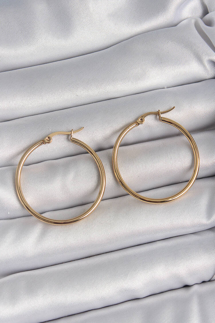 316 Steel Gold Color 33 Mm Women Ring Model Women Earrings - Brand: Ebijuteri - Women's Clothing Wholesale - Globality Store