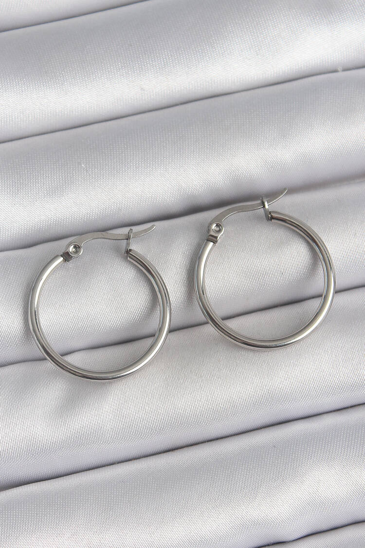 316 Steel Silver Color 22 Mm Ring Model Women Earrings - Brand: Ebijuteri - Women's Clothing Wholesale - Globality Store