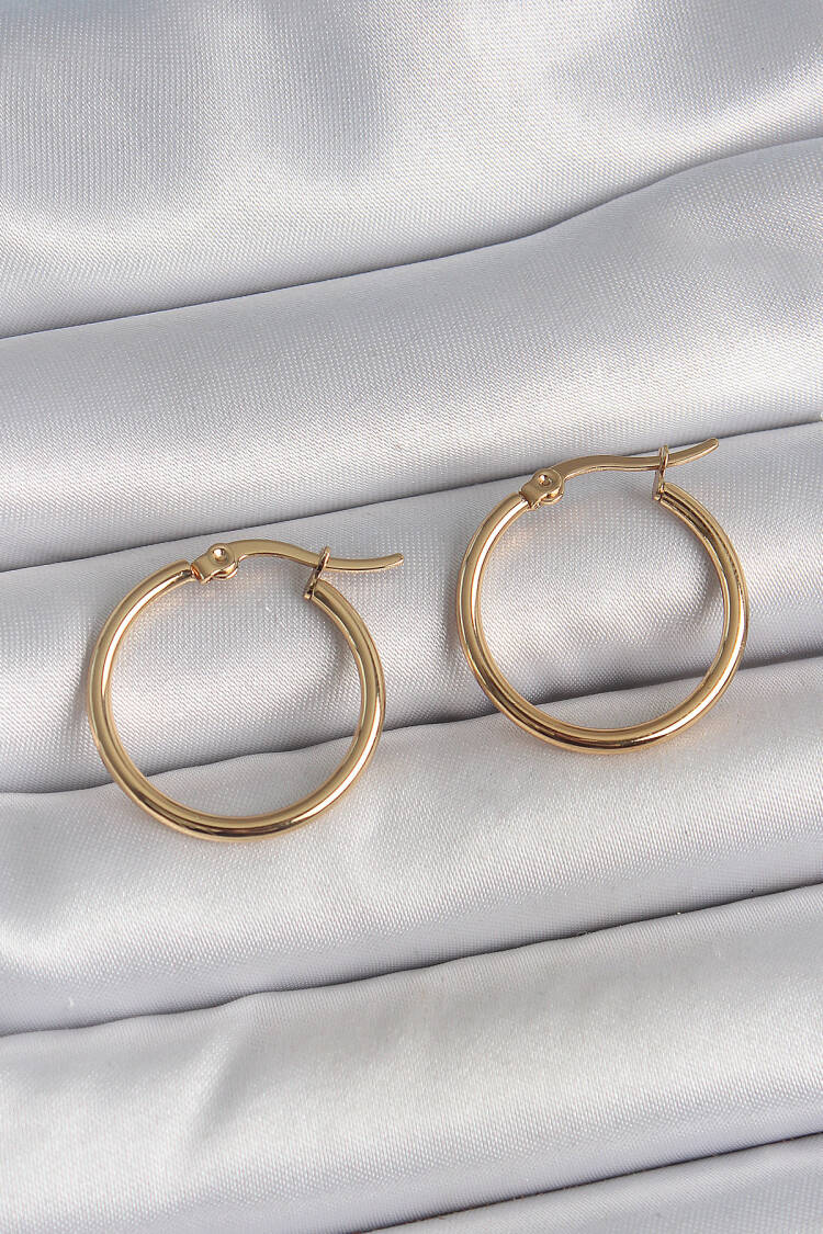 316 Steel Gold Color 22mm Women Ring Model Women Earrings - Brand: Ebijuteri - Women's Clothing Wholesale - Globality Store