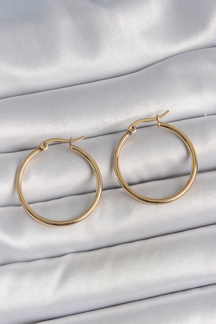 316 Steel Gold Color 27 Mm Ring Model Women Earrings - Brand: Ebijuteri - Women's Clothing Wholesale - Globality Store