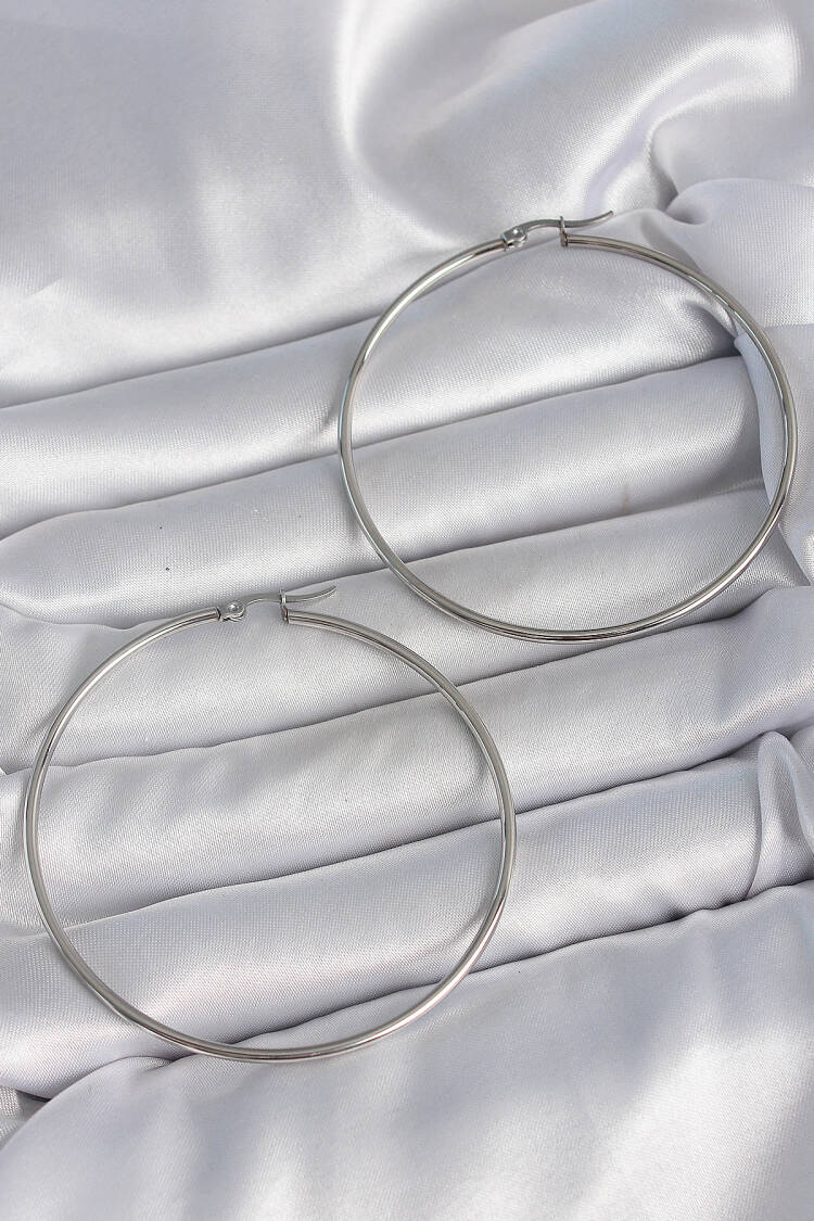316 Steel Silver Color 63 Mm Ring Model Women Earrings - Brand: Ebijuteri - Women's Clothing Wholesale - Globality Store