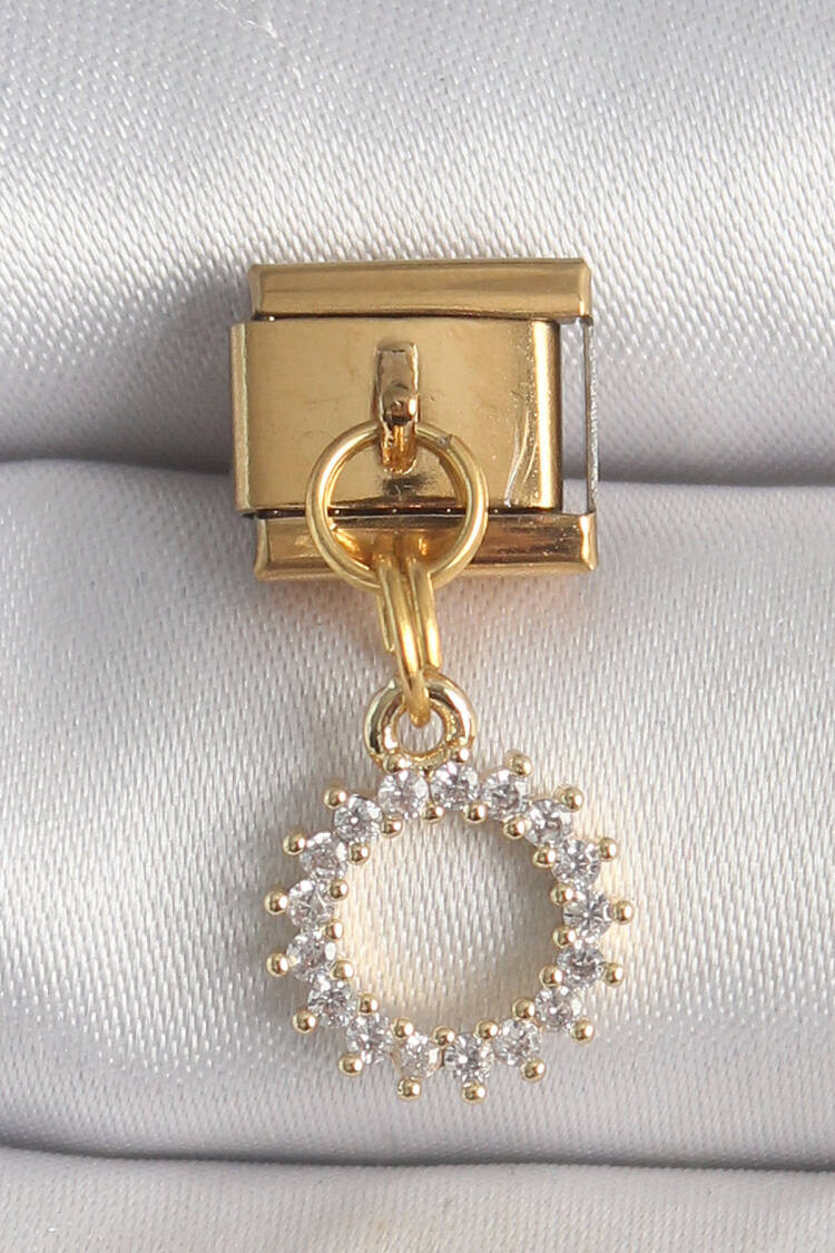 316l Steel Gold Color Zircon Stone Rocking Solar Model Nomination Charm - Brand: Ebijuteri - Women's Clothing Wholesale - Globality Store
