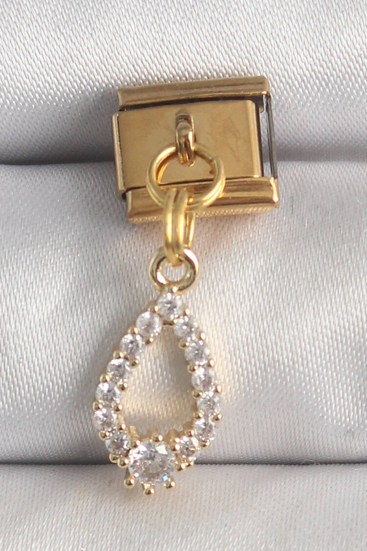316l Steel Gold Color Rocking Zircon Stone Drop Model Nomination Charm - Brand: Ebijuteri - Women's Clothing Wholesale - Globality Store