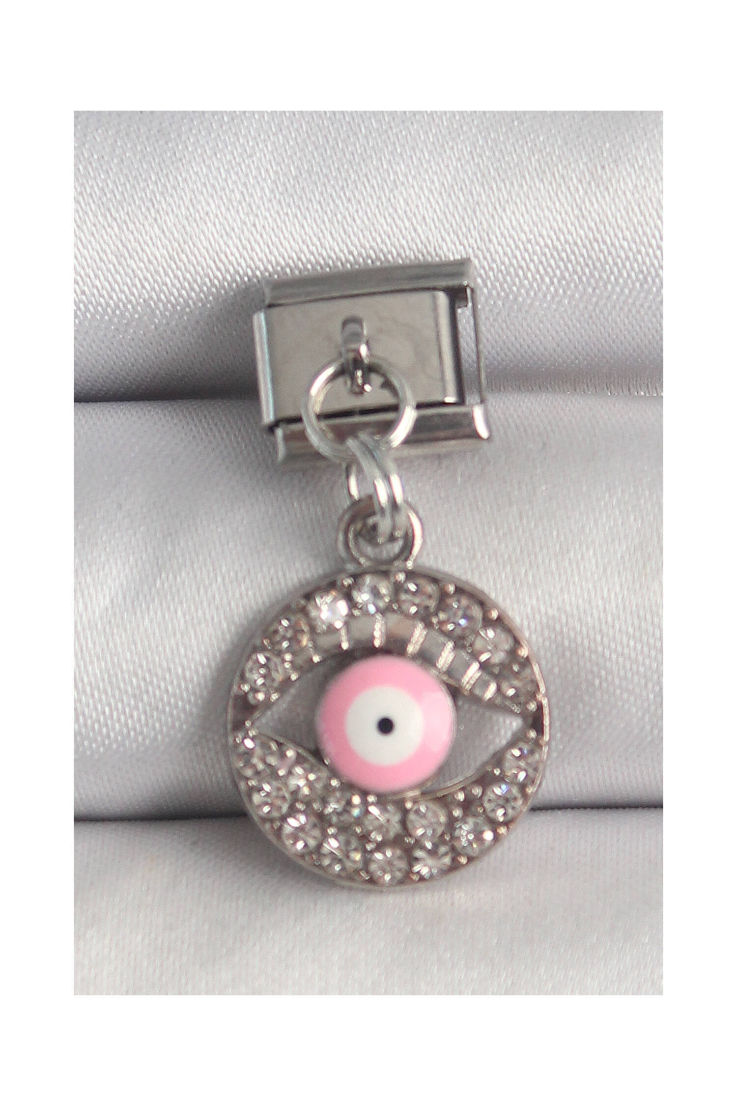316l Steel Silver Color Rocking Zircon Stone Pink Eye Model Nomination Charm - Brand: Ebijuteri - Women's Clothing Wholesale - Globality Store