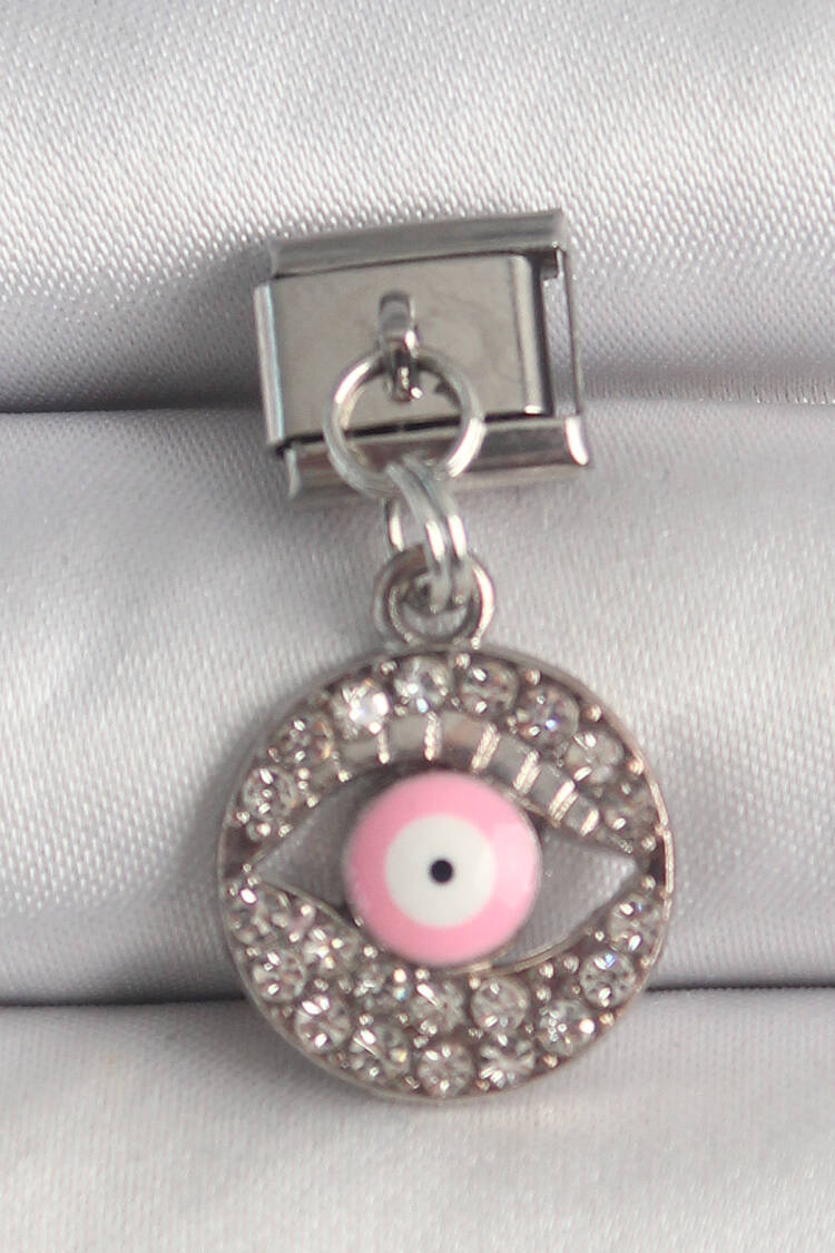 316l Steel Silver Color Rocking Zircon Stone Pink Eye Model Nomination Charm - Brand: Ebijuteri - Women's Clothing Wholesale - Globality Store
