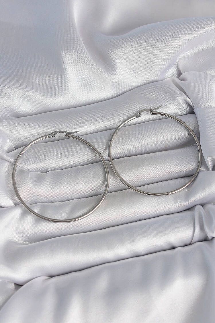 316 Steel Silver Color 53 Mm Ring Model Women Earrings - Brand: Ebijuteri - Women's Clothing Wholesale - Globality Store