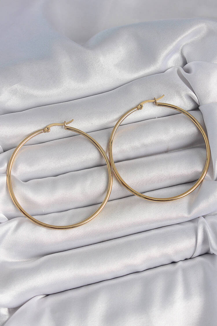 316 Steel Gold Color 53 Mm Ring Model Women Earrings - Brand: Ebijuteri - Women's Clothing Wholesale - Globality Store