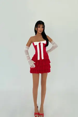 Strapless Dress With Gloves - Brand: EYYO ATELIER - Women's Clothing Wholesale - Globality Store