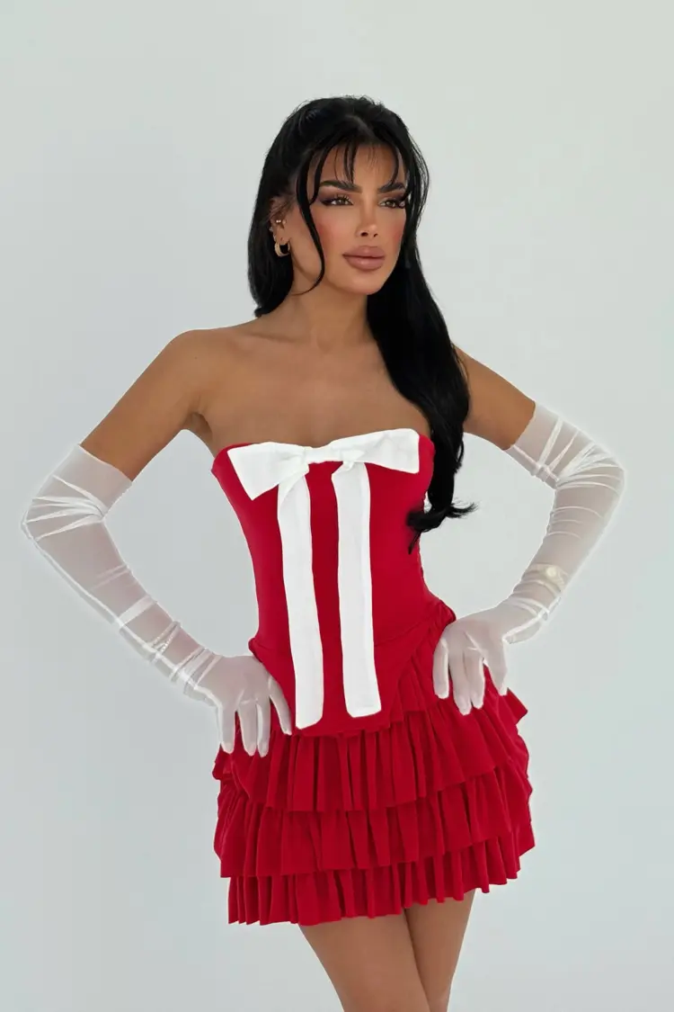 Strapless Dress With Gloves