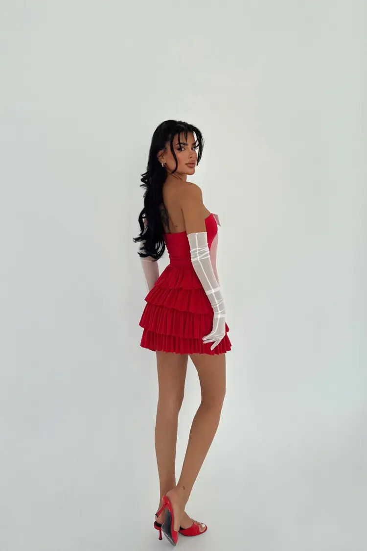 Strapless Dress With Gloves