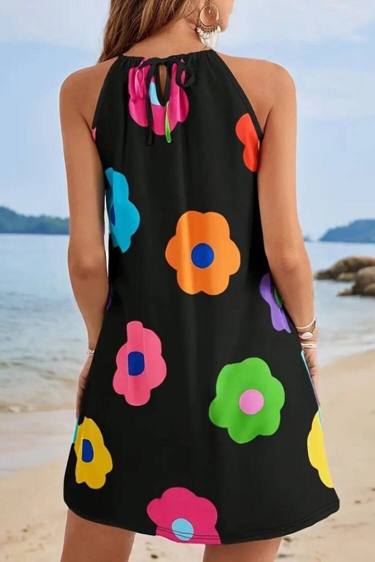 Women's Halter Sleeveless Floral Print Suprem Dress