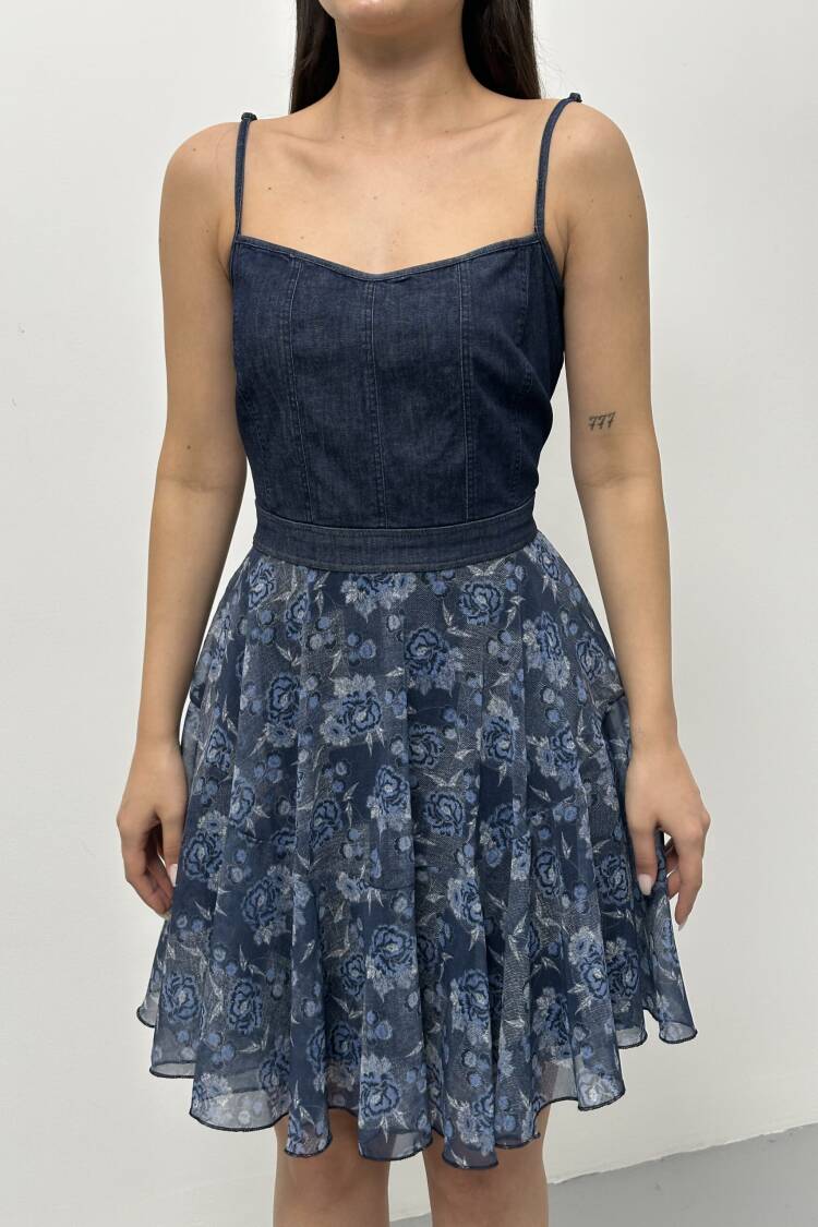 Denim Dress With Straps