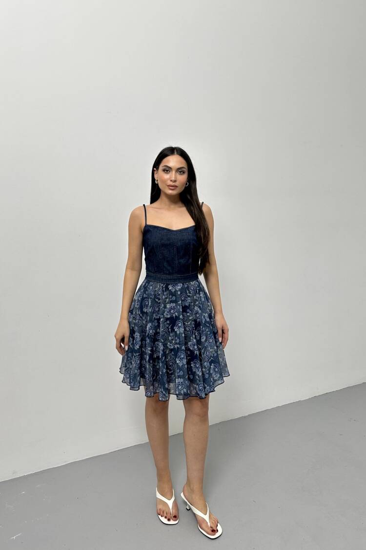 Denim Dress With Straps