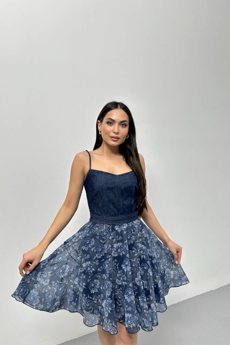 Denim Dress With Straps