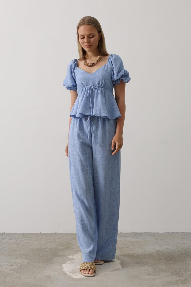 Half Balloon Sleeve Set With Bow