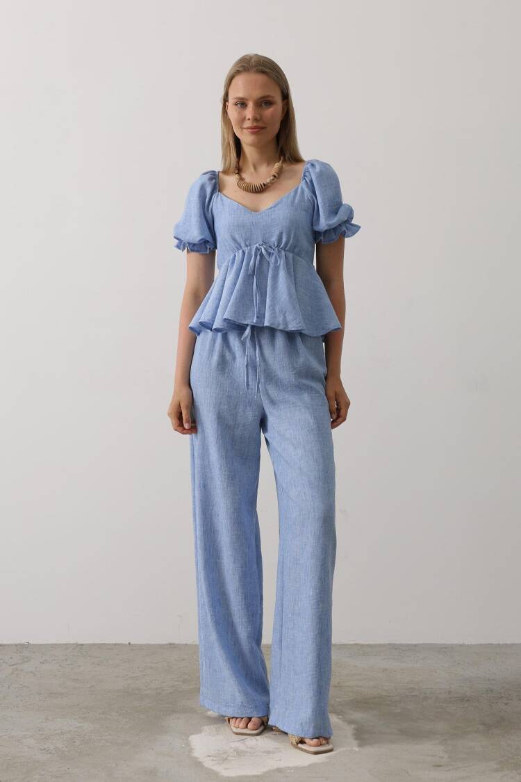 Half Balloon Sleeve Set With Bow - Brand: Reyon - Women's Clothing Wholesale - Globality Store