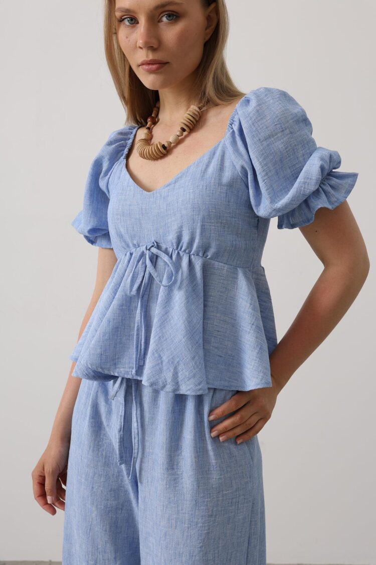 Half Balloon Sleeve Set With Bow