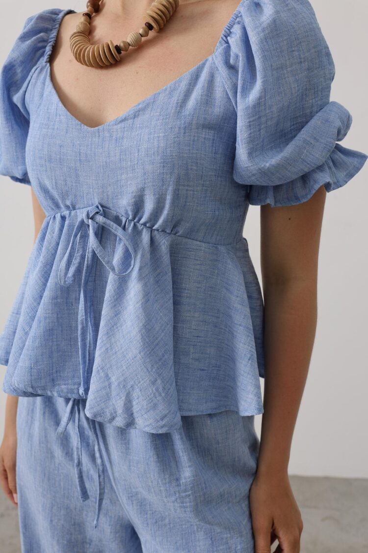 Half Balloon Sleeve Set With Bow