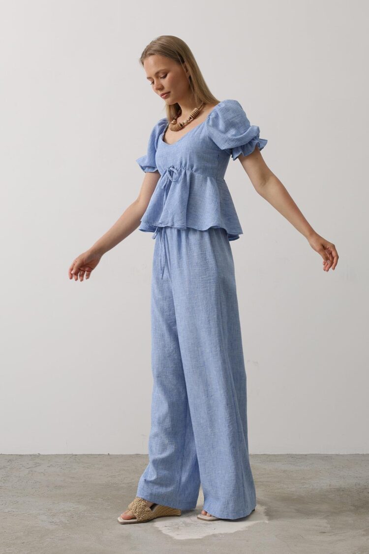 Half Balloon Sleeve Set With Bow