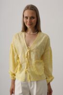 Heart Detailed Tie Embroidered Blouse - Brand: Reyon - Women's Clothing Wholesale - Globality Store