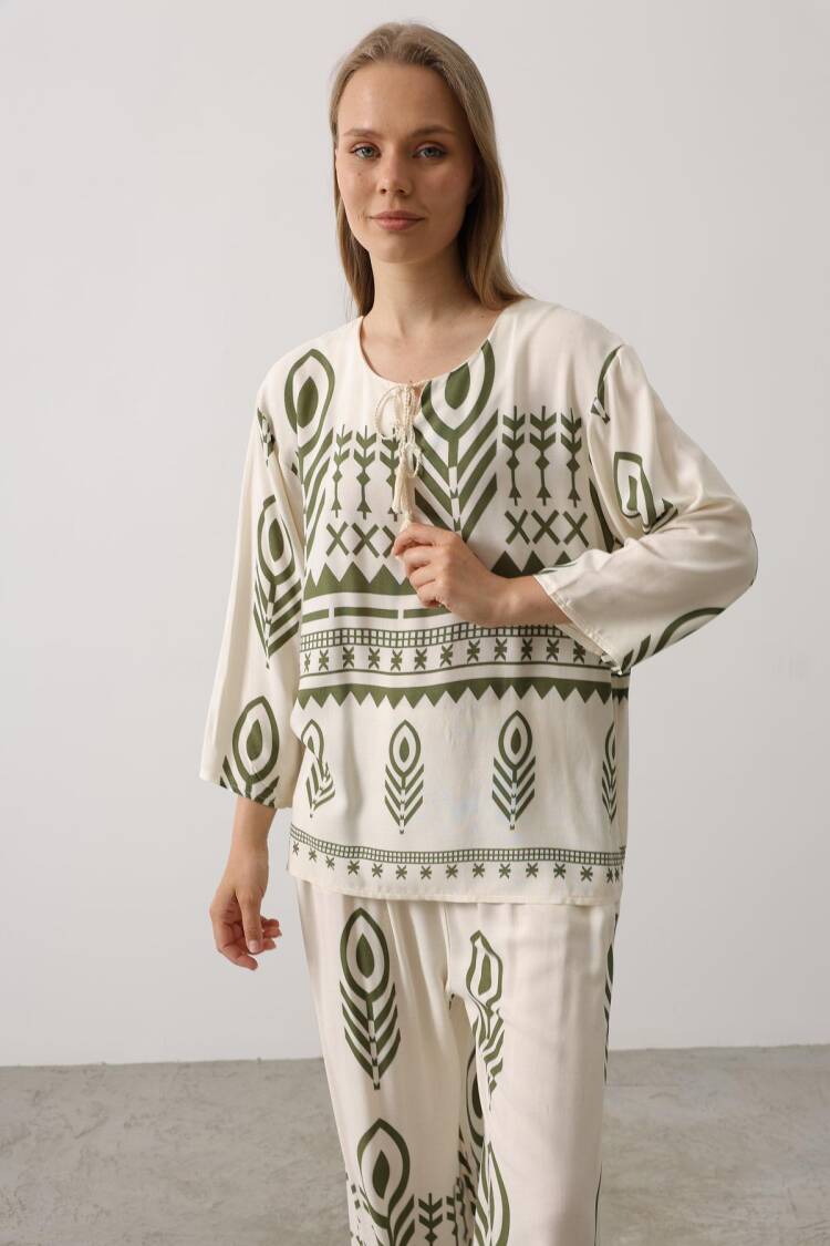 Printed Tassel Detailed Suit