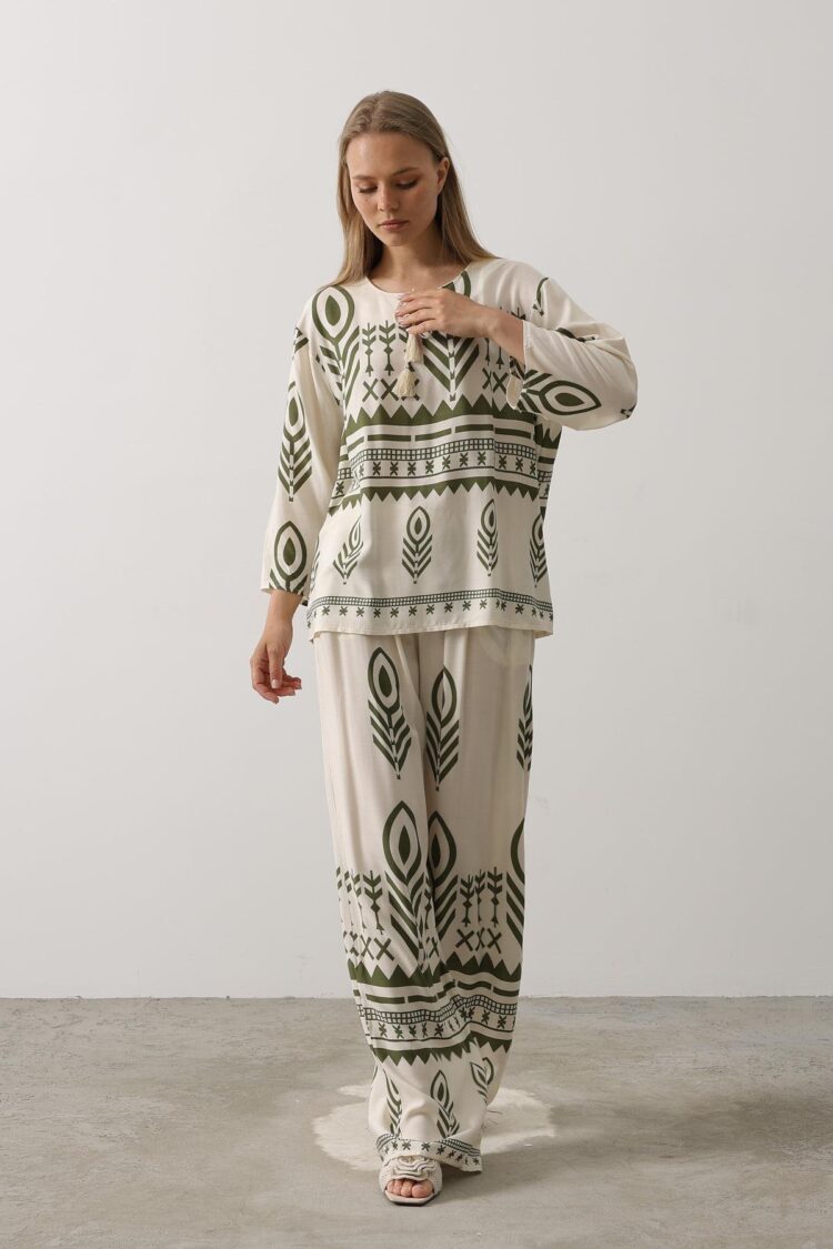 Printed Tassel Detailed Suit