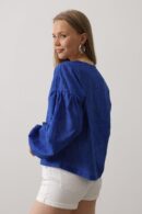 Heart Detailed Tie Embroidered Blouse - Saks - Brand: Reyon - Women's Clothing Wholesale - Globality Store