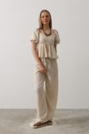 Half Balloon Sleeve Set With Bow - Brand: Reyon - Women's Clothing Wholesale - Globality Store