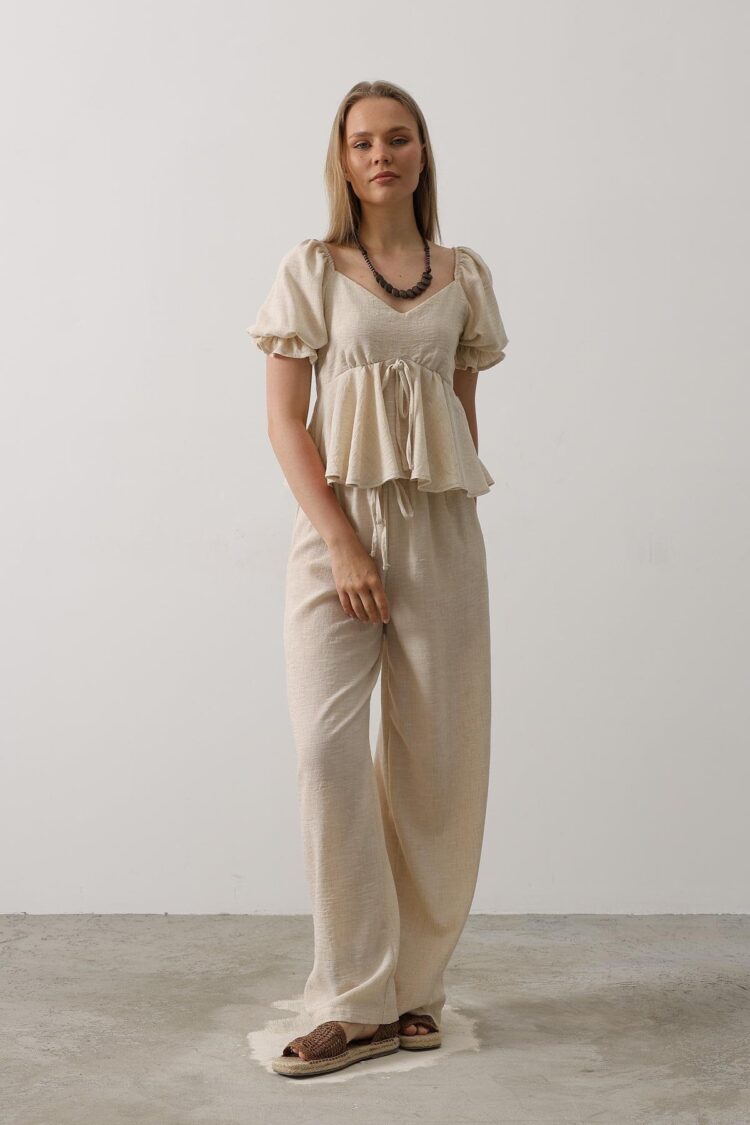 Half Balloon Sleeve Set With Bow
