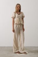 Half Balloon Sleeve Set With Bow - Brand: Reyon - Women's Clothing Wholesale - Globality Store