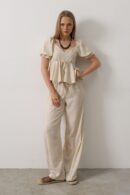 Half Balloon Sleeve Set With Bow - Brand: Reyon - Women's Clothing Wholesale - Globality Store