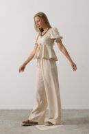 Half Balloon Sleeve Set With Bow - Brand: Reyon - Women's Clothing Wholesale - Globality Store