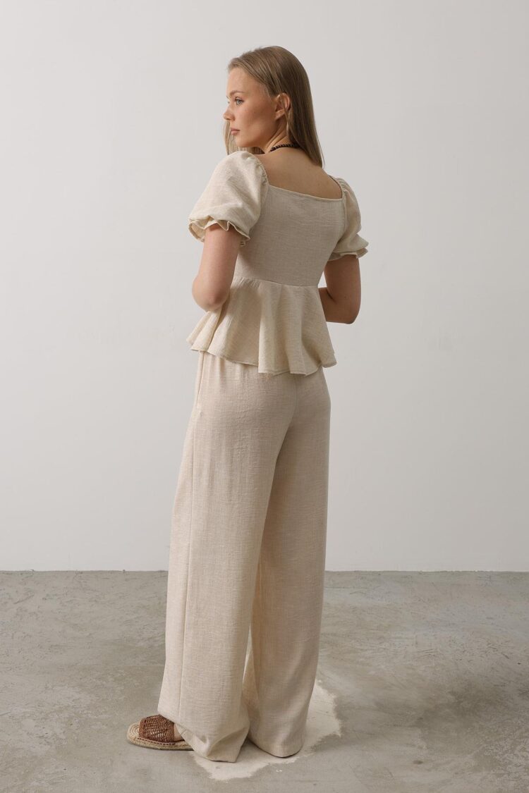 Half Balloon Sleeve Set With Bow