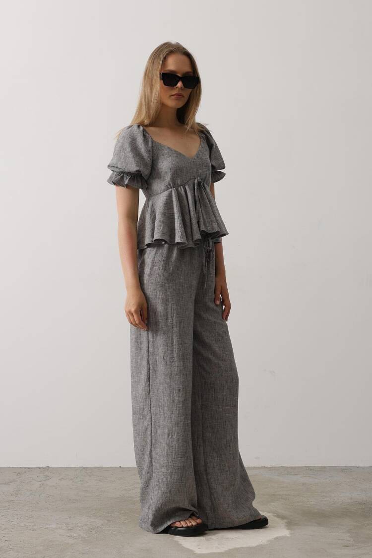 Half Balloon Sleeve Set With Bow