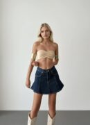 Navy Blue Jean Skirt - Brand: LACARINO - Women's Clothing Wholesale - Globality Store