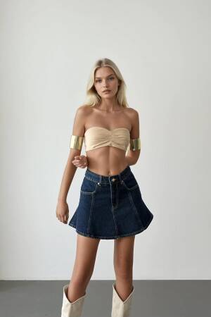 Navy Blue Jean Skirt - Brand: LACARINO - Women's Clothing Wholesale - Globality Store