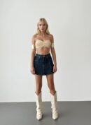 Navy Blue Jean Skirt - Brand: LACARINO - Women's Clothing Wholesale - Globality Store