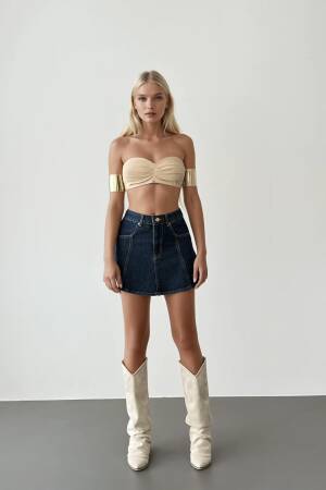 Navy Blue Jean Skirt - Brand: LACARINO - Women's Clothing Wholesale - Globality Store