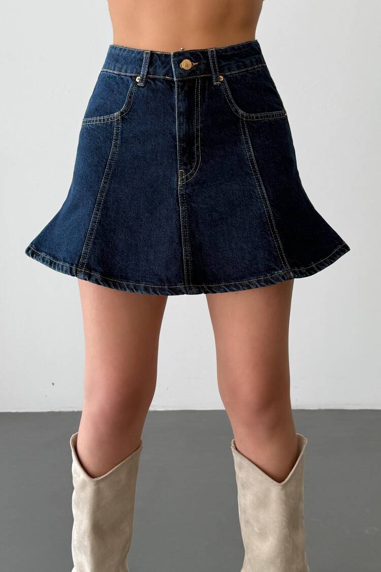 Navy Blue Jean Skirt
