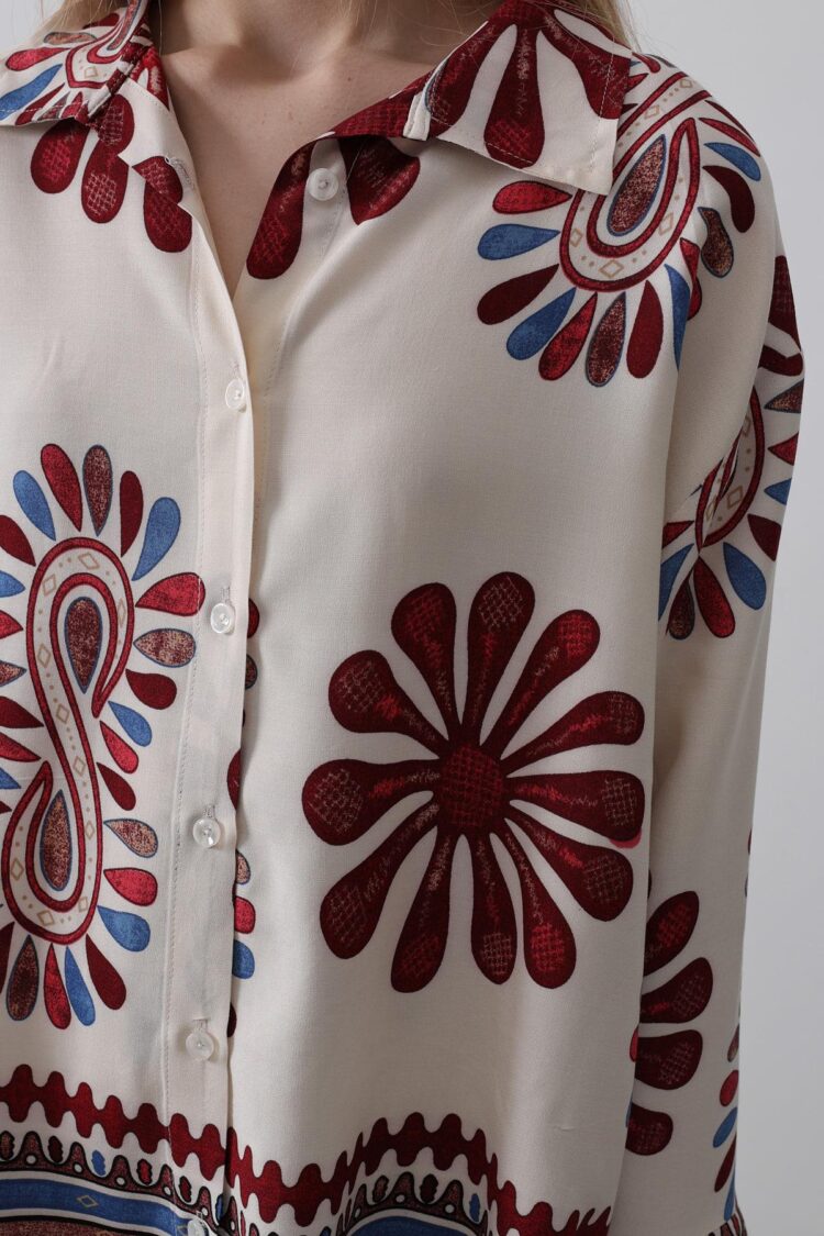 Patterned Sleeves Ruffle Trousers Suit