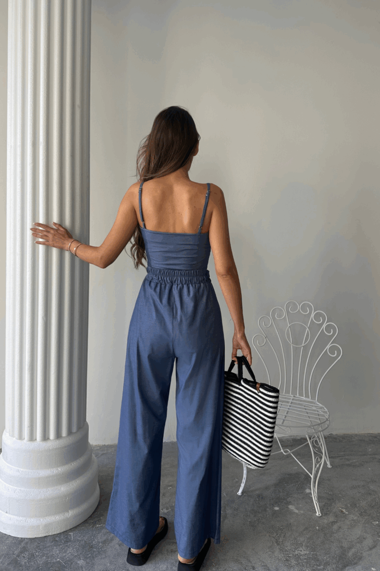 Tencel Crop Blouse With Strap - Shalvar Pants Tk