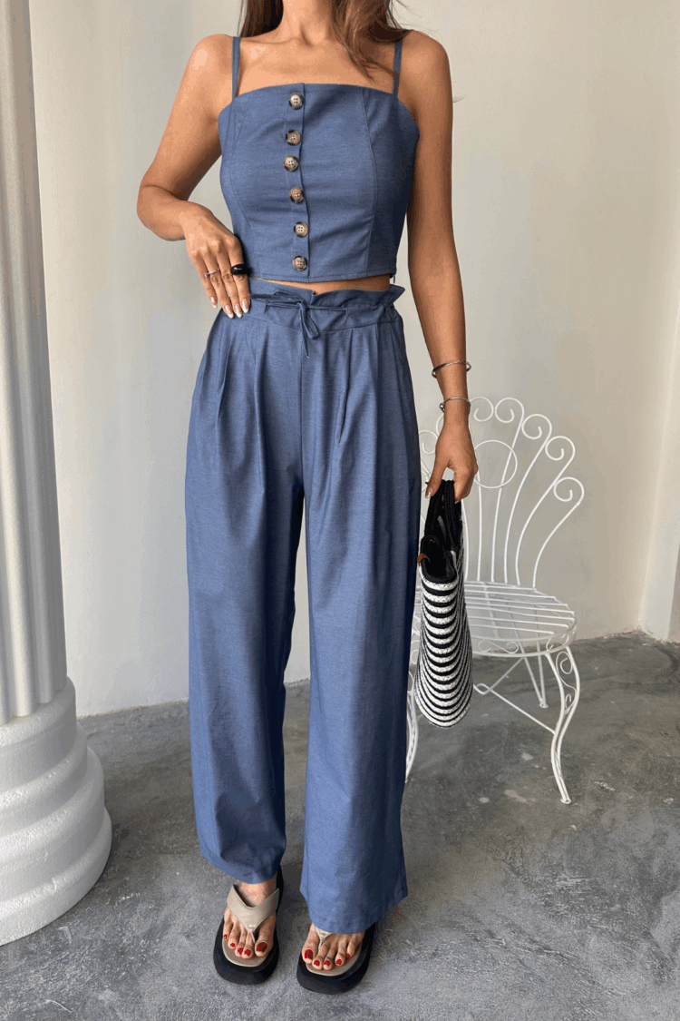 Tencel Crop Blouse With Strap - Shalvar Pants Tk