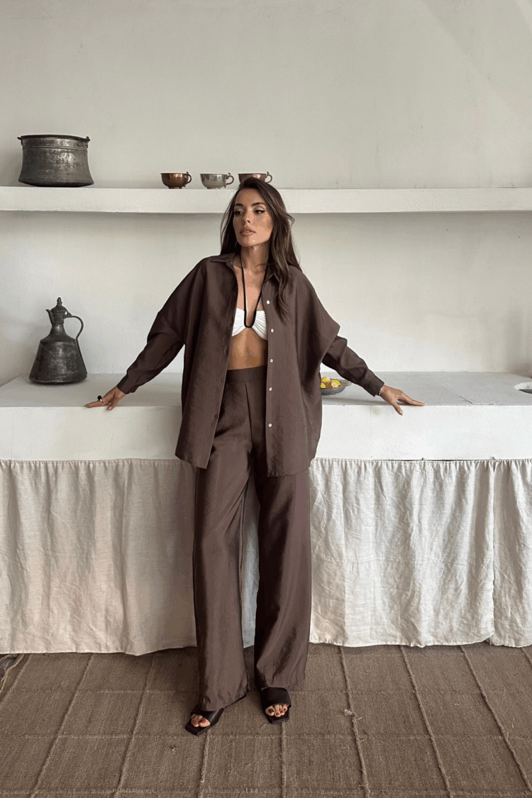 Shirt-Pants Suit Cupra Fabric - Brand: Ello - Women's Clothing Wholesale - Globality Store