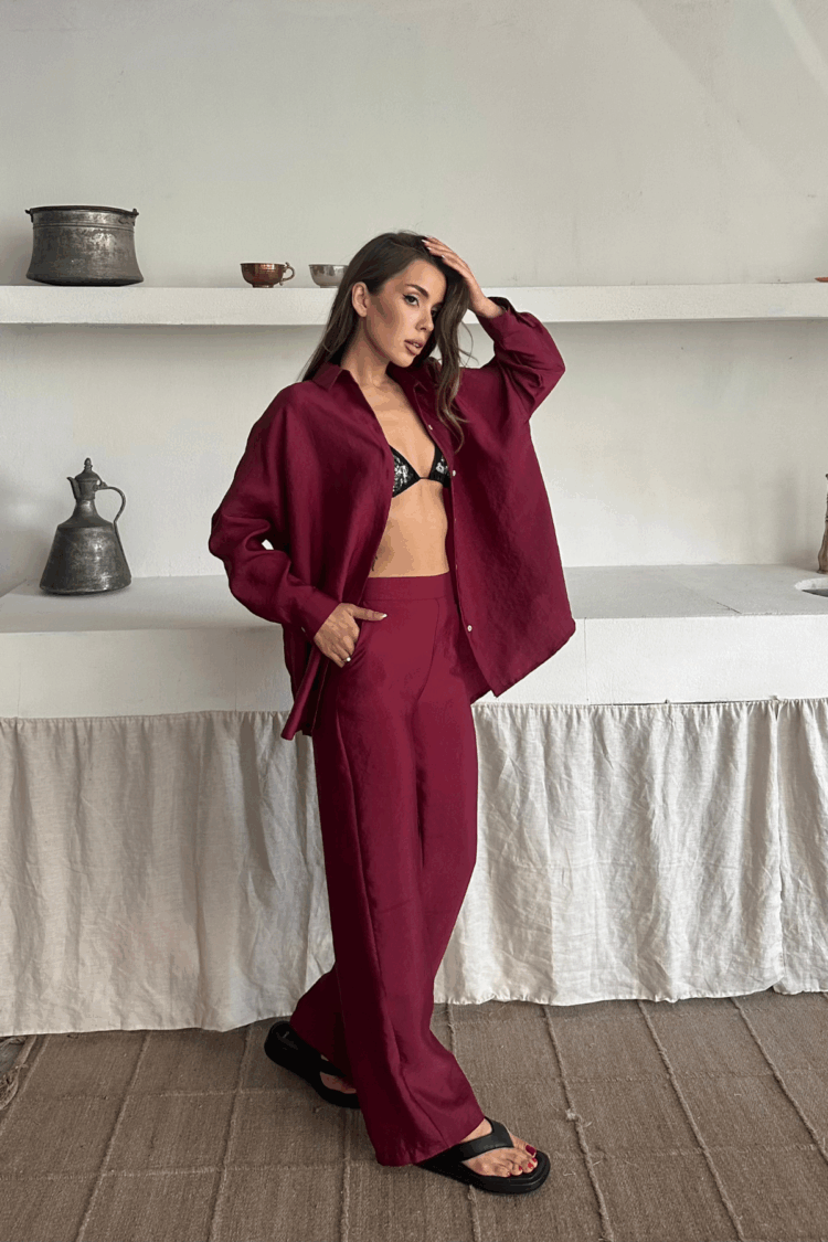 Shirt-Pants Suit Cupra Fabric - Brand: Ello - Women's Clothing Wholesale - Globality Store