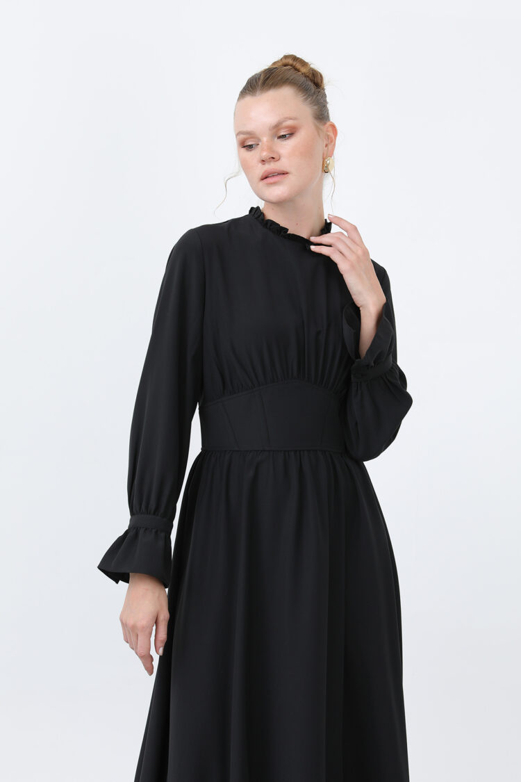 Women's Waist Corset Collar Detailed Dress - Brand: Puane - Women's Clothing Wholesale - Globality Store