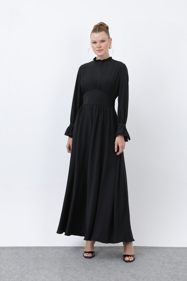 Women's Waist Corset Collar Detailed Dress